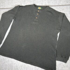 Cabela's Henley Thermal Shirt L Olive Green Long Sleeve Outdoor Vintage Style